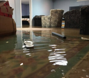 Water damage restoration contractor helping homeowner with insurance claims process