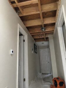 Dried open ceiling cavity ready for rebuild after water damage Layton UT