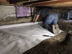 Crawl space encapsulation in progress in Layton UT