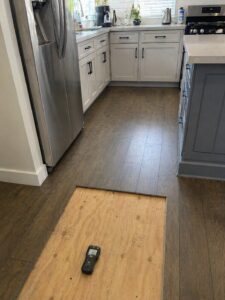 ry kitchen subfloor after refrigerator flood restoration in Layton UT