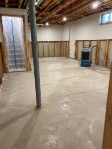 Cleared and dried basement after sewage remediation in Layton UT